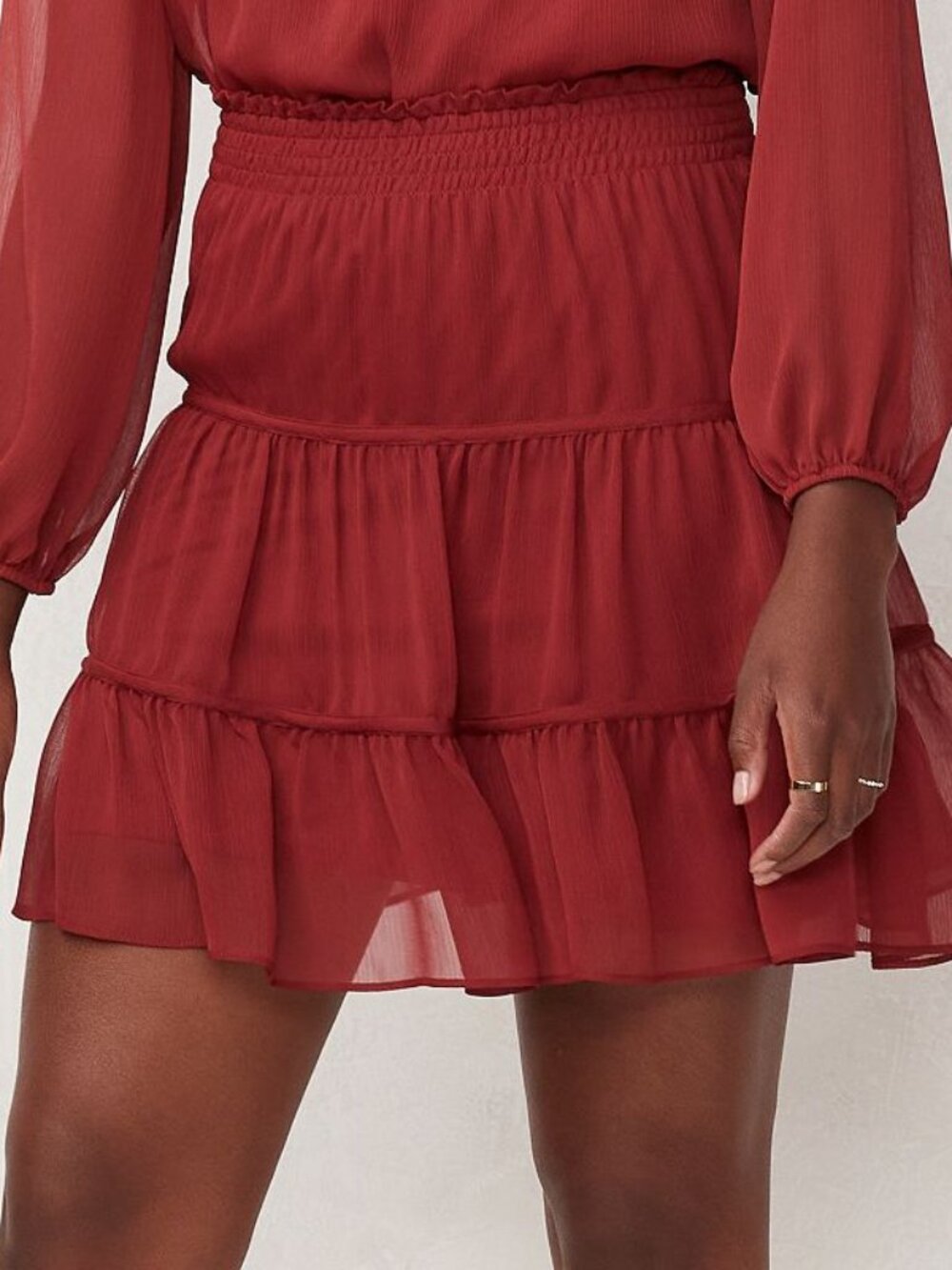 Women's LC Lauren Conrad Smock Waist Mini Skirt - Cinnamon Roast - XS - NWT